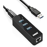 Anker 3-Port USB 3.0 HUB with 10/100/1000 Gigabit Ethernet Converter (3 USB 3.0 Ports, A RJ45 Gigabit Ethernet Port, Support Windows XP, Vista, Win7/8 (32/64 bit), Mac OS 10.6 and above, Linux) Black