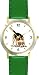 Beagle Dog - WATCHBUDDY&reg; DELUXE TWO-TONE THEME WATCH - Arabic Numbers - Green Leather Strap-Children's Size-Small ( Boy's Size & Girl's Size )