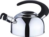 BERGNER 2 Liter Kessel EDELSTAHL - SILBER - auch für Induktion - Flötenkessel - Teekessel - Wasserkessel