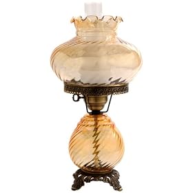 Amber Swirl Optic Shade Night Light Hurricane Table Lamp