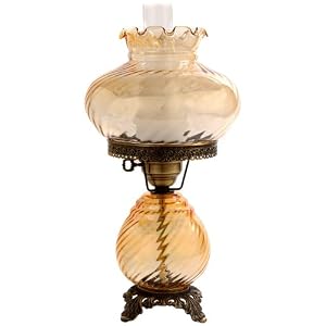Amber Swirl Optic Shade Night Light Hurricane Table Lamp by Universal Lighting and Decor