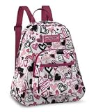 JanSport Half Pint Mini Backpack in White/Pink World of Hearts TDH6