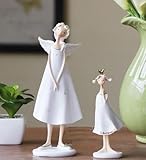 清楚で かわいい 白い 天使の 親子 オブジェ 2体セット 天使なカラダ