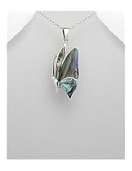 Butterfly Shell Pendant Necklace In 92.5 Sterling Silver