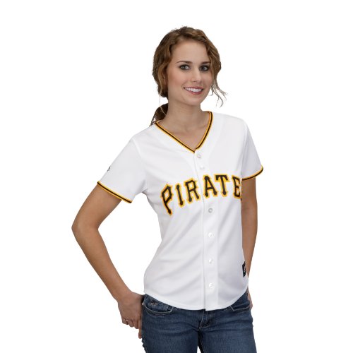 MLB Women's Pittsburgh Pirates Pedro Alvarez White Home Short Sleeve 5 Button Synthetic Replica Baseball Jersey Spring 2012  (White, Large)