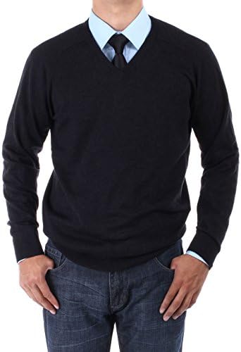 Luciano Natazzi Men's V-Neck Cotton Sweater Relaxed Fit