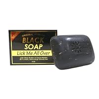 Original African Black Soap w/ Shea Butter & Cocoa Butter, Lick Me All Over 5oz