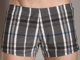Sauvage Italian Microfiber Plaid Swim Trunk Charcoal