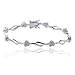 Rhodium Plated Sterling Silver Cubic Zirconia Heart Stations Bracelet, 7.25