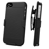 BoxWave Dual+ Holster iPhone 4S Case - 3-in-1 Case with Holster Combo Includes Protective Case and Belt Clip Holster with Integrated Viewing Stand (Jet Black)