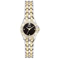 Limit Ladies Two-Tone Stone Set Bracelet Analogue Watch 6705.50 with Black Stone Set Dial