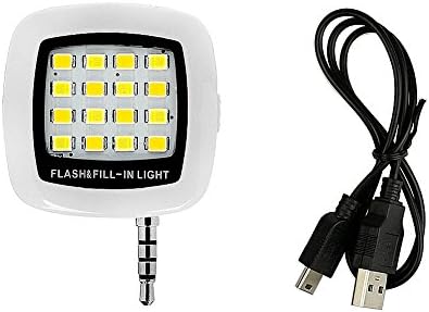 Camera light Mini 16 Led Speedlite Flash Pocket Spotlight Video Light for IPhone Samsung Sony Xperia Z HTC One M7 Nokia lumia LG Motorola Droid Razr HD Maxx Nexus Cell Phones Smartphones(White）