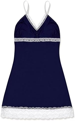 cheekfrills Women's Basics Chemise, Navy/White, M