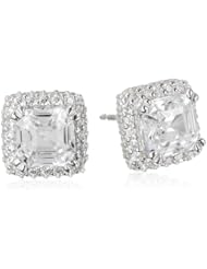 Sterling Silver Simulated Diamond Square 5.5mm Stud Earrings