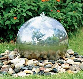 Childrens Toyshop  Outdoor Living : Heissner Stainless Steel Sphere Self Contained Water Feature
