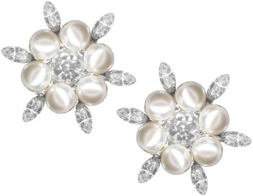 Pair of Flower Shoe Clips with FREE Organza Gift Bag-Faux Pearl and Rhinestone Flower Shoe Decoration Clips for Brides-Bridesmaids-Wedding-Prom