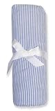 Pinstripe Crib Sheet - Blue - Train & Patchwork