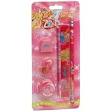 Winx set d'�criture avec crayon � papier, r�gle, gomme, taille-crayon et clippar Rainbow