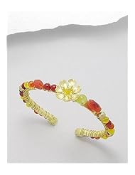 Flower Cuff Bracelet In Brass