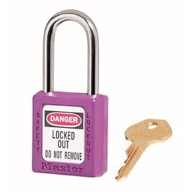 Master Lock 410KAPRP2KEY Safety Series Padlock for Lockout/Tagout Applications, Purple