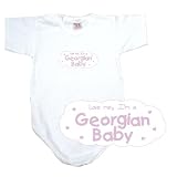 BABY BODYSUIT WHITE  PINK CLOUD LOVE ME , I'M GEORGIAN  GEORGIA 3 - 6 Months