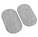 1 Pair Oval Flocking Fabric Iron on Elbow Knee Patches 18x11cm (Light Grey)