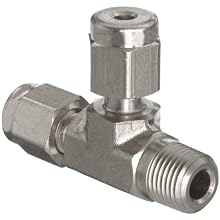 Parker A-Lok 2MRT2N-316 316 Stainless Steel Compression Tube Fitting, Run Tee, Tube OD x Tube OD x NPT Male