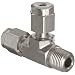 Parker A-Lok 2MRT2N-316 316 Stainless Steel Compression Tube Fitting, Run Tee, Tube OD x Tube OD x NPT Male