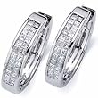 14kt White Gold Dapper Double Row Diamond Hoop Earrings