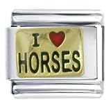 Animal I Heart Horses Italian Charms Bracelet Link