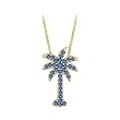 14K Yellow Gold 0.15 ct. Blue Diamond "Palm Tree" Pendant with Chain