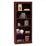 Bush Furniture Saratoga 5 Shelf 71H Wood Bookcase in Harvest Cherry