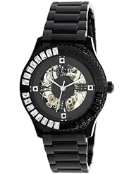 BCBGMAXAZRIA Womens BG8255 Analog Vintage Silver Black Skeleton Dial Watch