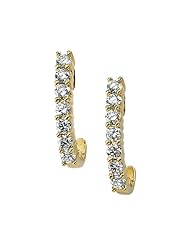 14K Yellow/White Gold 1 ct. Diamond J-Hoop Earrings