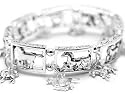 Silver Tone Horse or Pony Charm Link Stretch Bracelet