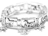 Silver Tone Horse or Pony Charm Link Stretch Bracelet