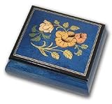 ASTOUNDING Dark Blue Floral Reuge Musical Box (Oh What A Beautiful Morning)