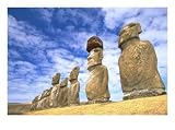 15 Moais, Ahu Tongariki, Easter Island, Chile Places Photographic Poster Print by Walter Bibikow, 16x12