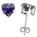 3/4 carat size Heart-cut Amethyst colored Sterling Silver Cubic Zirconia Stud Earring
