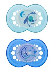 Baby Product: MAM Night Glow in the Dark Silicone Pacifier, Blue, 6 Plus Months, 2-Count - MAM