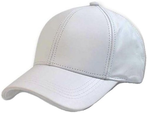 White Leather Adjustable Baseball Cap Hat Made in USA