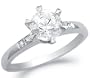 Solid 14k White Gold New Solitaire Round CZ Cubic Zirconia Engagement Ring 1.0 ct