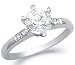 Solid 14k White Gold New Solitaire Round CZ Cubic Zirconia Engagement Ring 1.0 ct