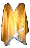 Extra 40% Off Super Soft Baby Alpaca Wool Reversible Shawl Wrap Cape Soft Yellow and Gold Mixture Cream Features