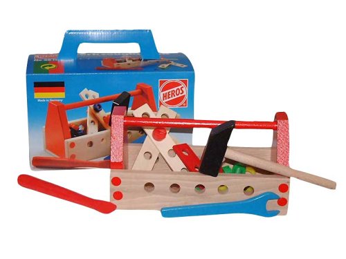 Childrens Toyshop  Spielwaren : Heros 28102 - Werkzeugkasten, Holz mit 30 Holzteilen, 20cm