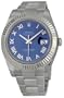 Rolex Datejust II Blue Roman Dial Fluted 18k White Gold Bezel Oyster Bracelet Mens Watch 116334BLRO