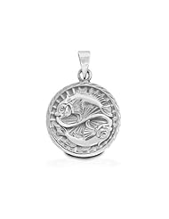 Bling Jewelry Sterling Silver Zodiac Pisces Large Medallion Pendant