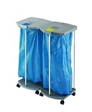 Hailo 0924-210 ProfiLine WS 120 Duo Abfall-Sammel-System 2 x 120 Liter mit Lenkrollen