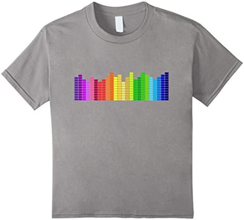 Music Sound Bars Color Rainbow Wave Tee Adult &amp; Youth Shirt - Kids 4 - Slate