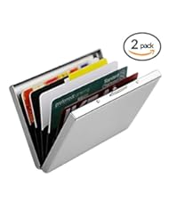 Office Product: Stainless Steel Wallet Credit Card Holder (Deluxe 2 Pack) / Bonus Carrying Pouches & RFID Blocking Lab Report / Metal Wallet Credit Card Protector for Men and Women - Blue Sky Basics
